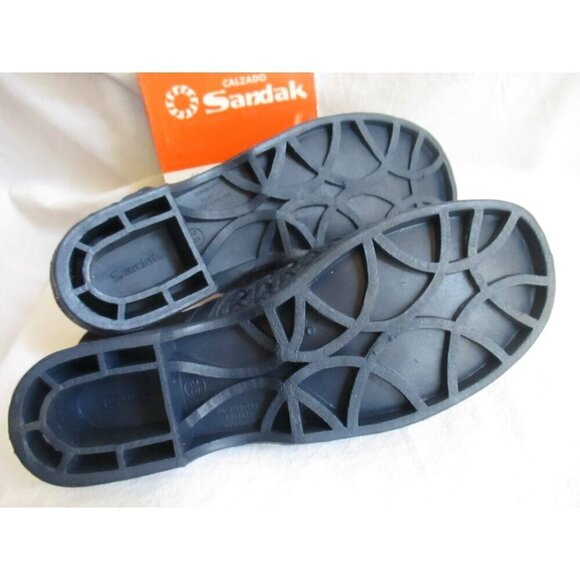 Vintage Womens Sandals 8 US 25 mexico Sandak Molded Rubber Blue Julieta NOS - Picture 4 of 8